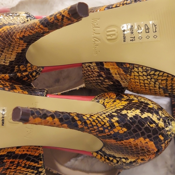 Michael Antonio snakeskin print platform heels sandals SZ 7.5 generous fit - Picture 12 of 13